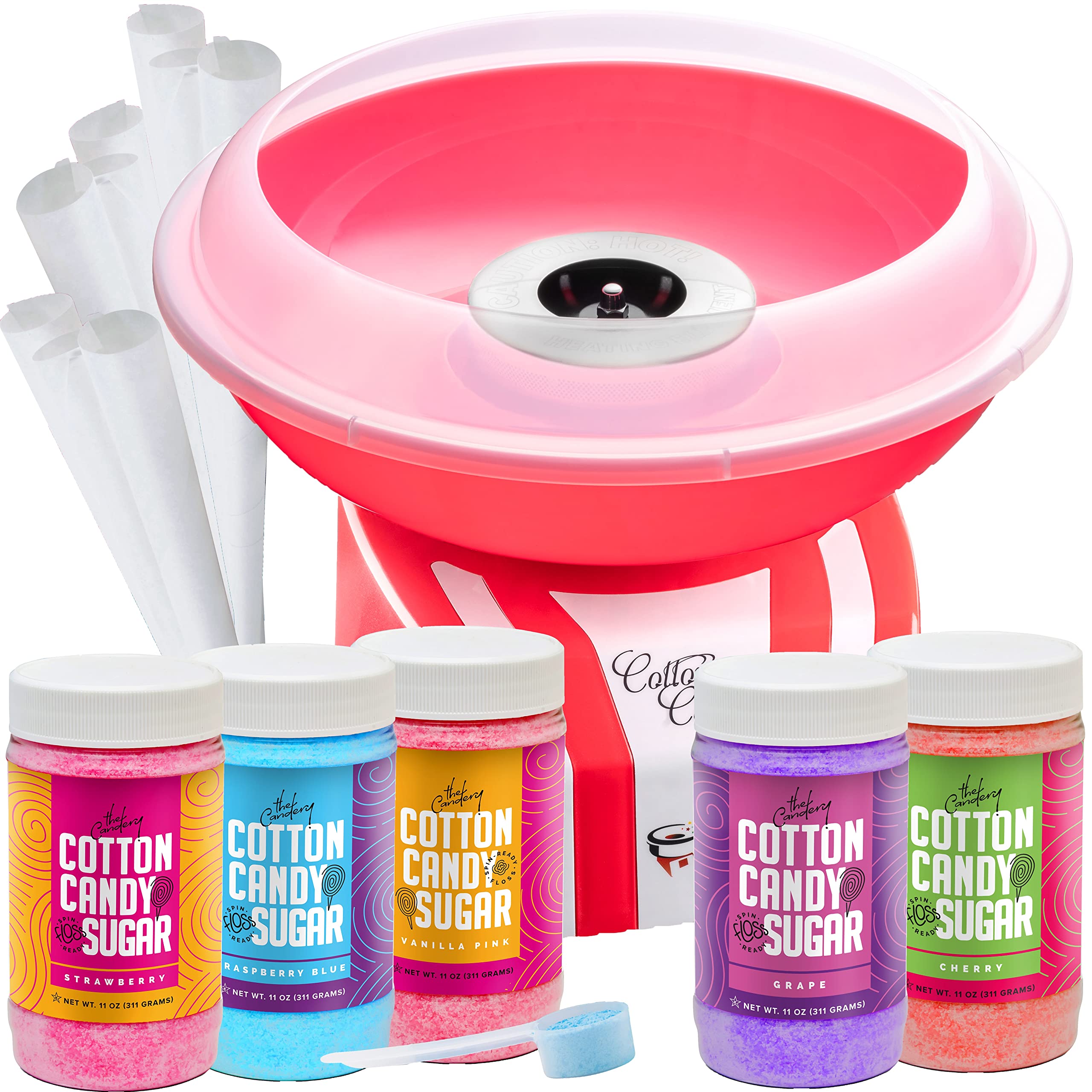 The Candery cotton candy machine assembly for quick, tool-free setup at parties.