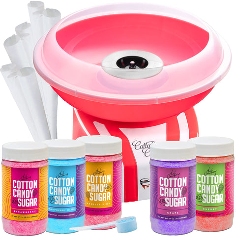 The Candery cotton candy machine assembly for quick, tool-free setup at parties.