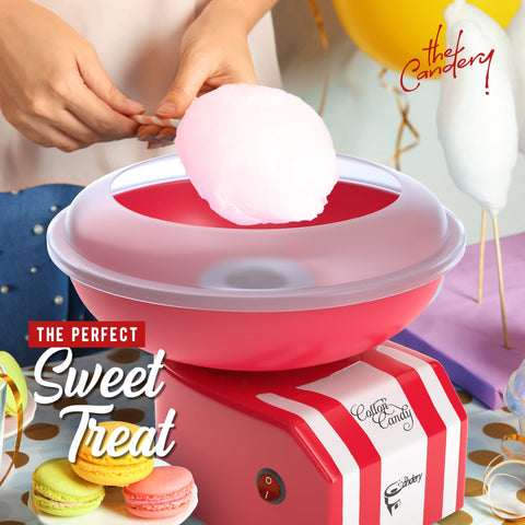 The Candery protective shield base keeping floss contained during busy events.