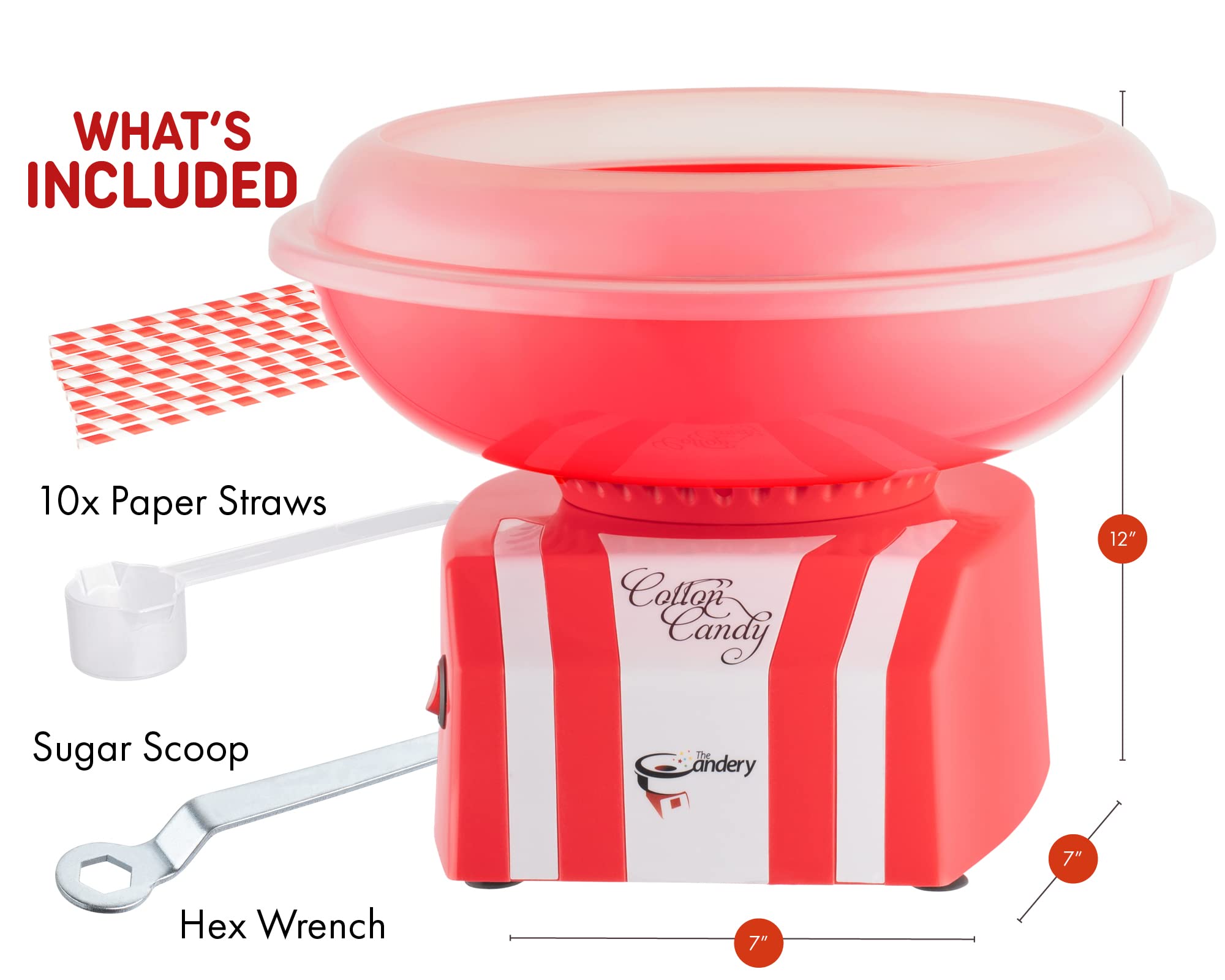 The Candery sugar floss maker in action, enabling quick, fun party candy.