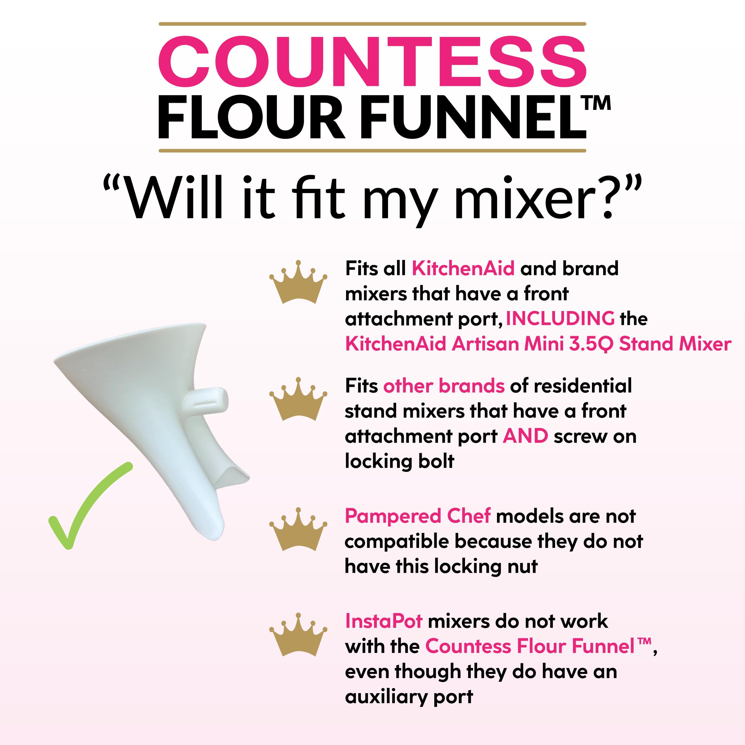 The Cookie Countess proudly makes this funnel in the USA with durable plastic.
