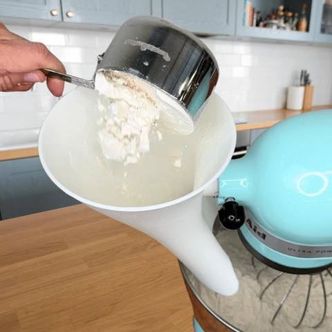 The dishwasher-safe Countess Flour Funnel shown with smooth, food-contact-safe plastic.