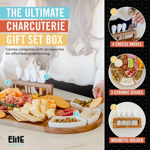 The Elite Snacker magnetic ends extend the board to 26 inches for bigger gatherings
