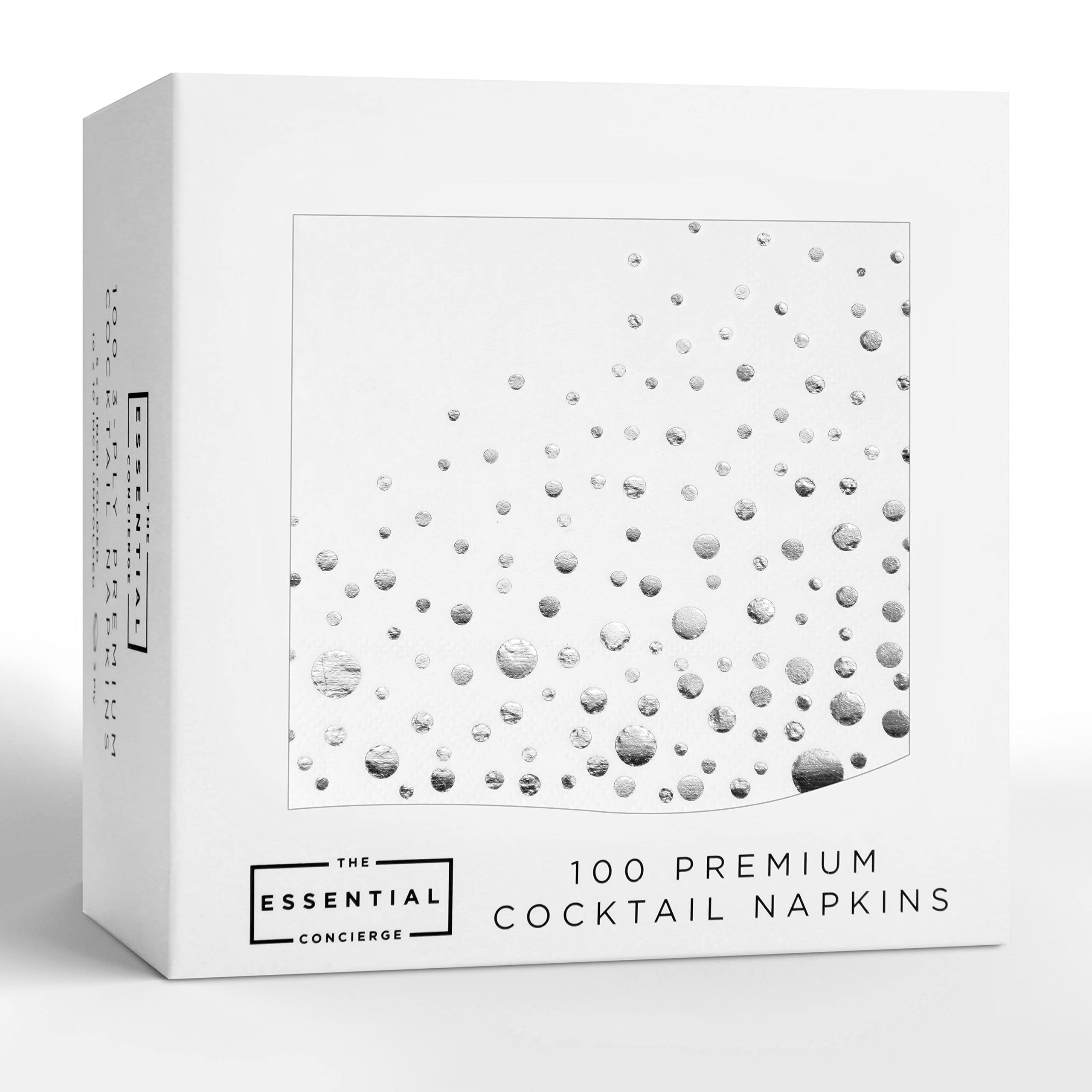 The Essential Concierge silver-white napkins on wedding table decor