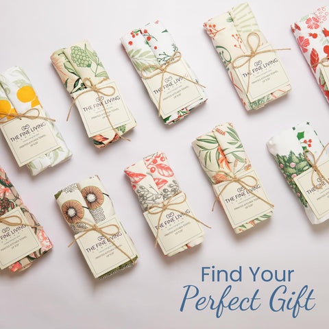 The Fine Living Co towels work as dish towels or placemats, blending practicality and charm.