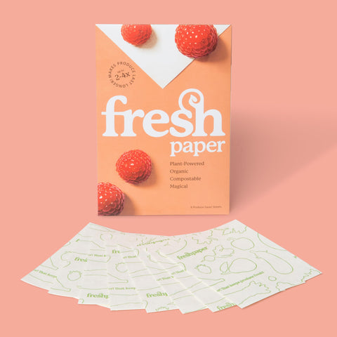 The FreshGlow Co FRESHPAPER preserves produce life through natural botanicals.