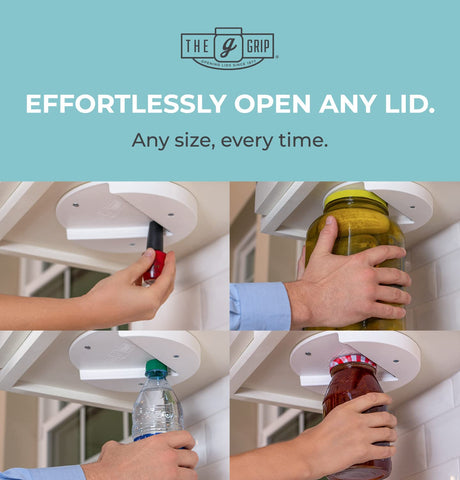 The G Grip dual carbon steel teeth grip lids securely for effortless opening.