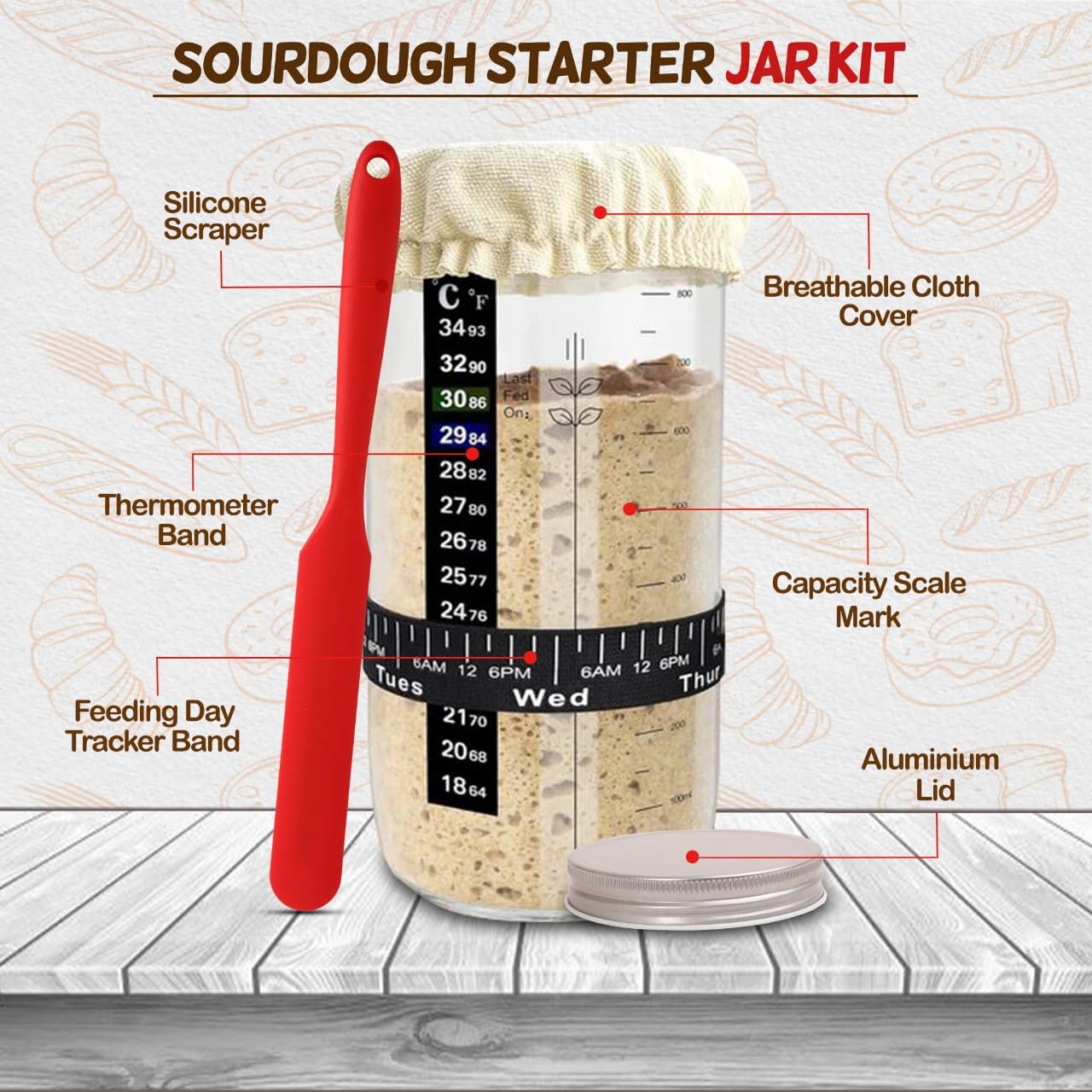 The Kitchen Emporium feeding tracker keeps sourdough feeding organized.