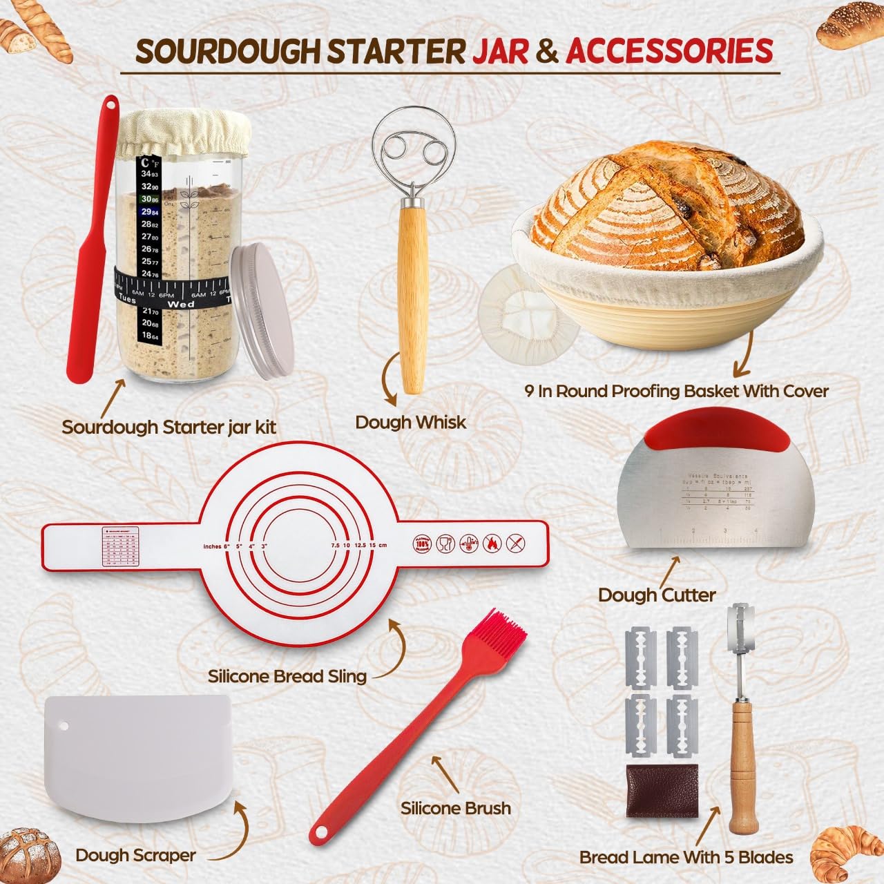 The Kitchen Emporium thermometer band to monitor dough temperature precisely.