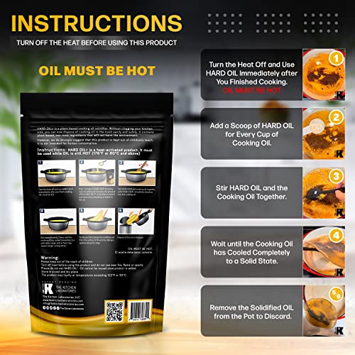 The HARD OIL solidify process turns warm oil into a block for disposal.