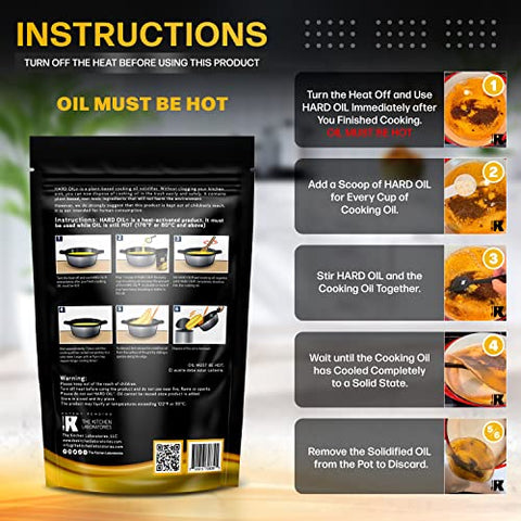The HARD OIL solidify process turns warm oil into a block for disposal.