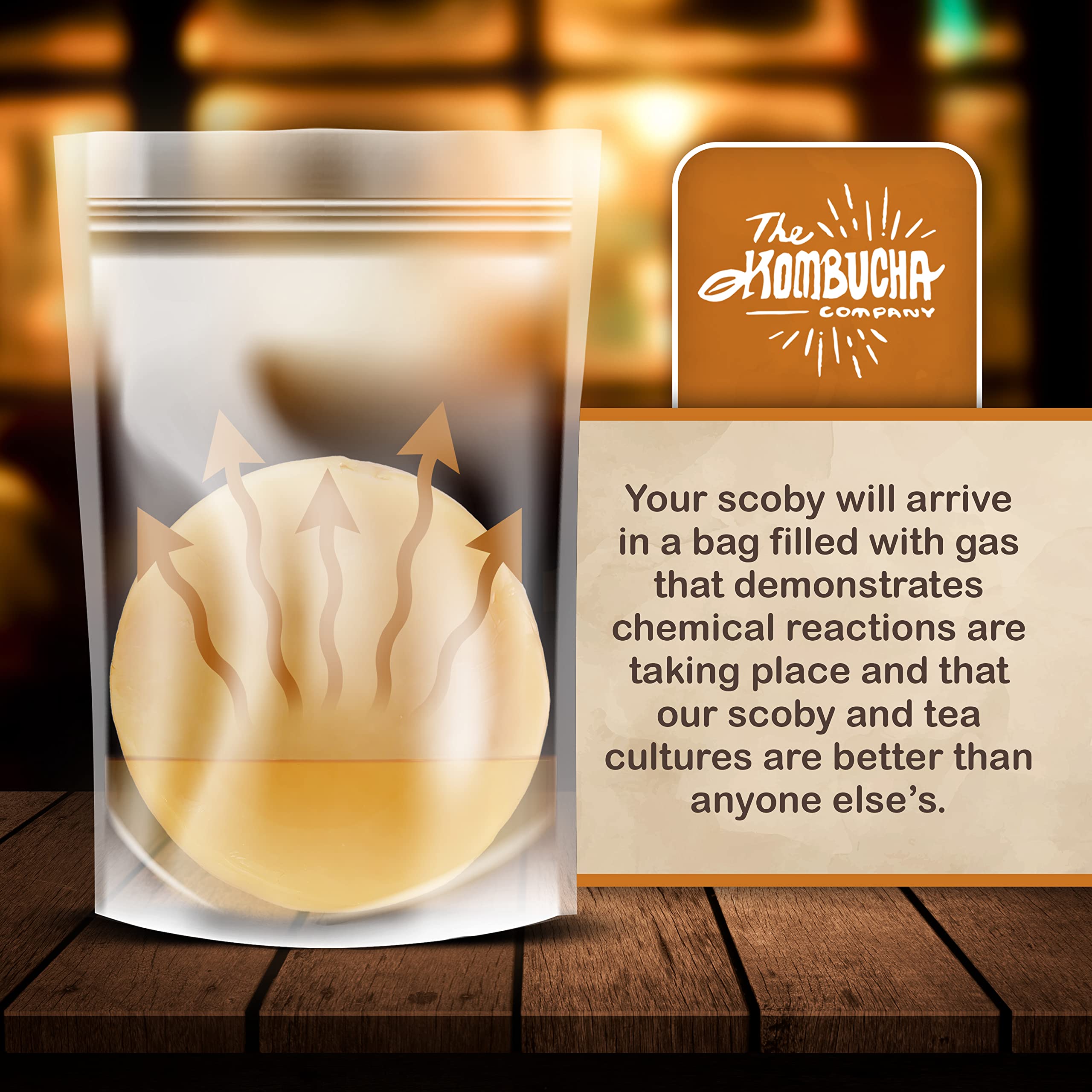 The Kombucha Company scoby packaging double bagged highlights freshness and quality