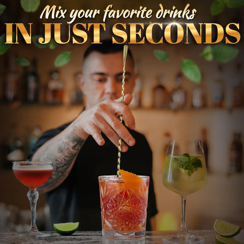 Elegant gold spiral accent adds premium style to any bar setup.