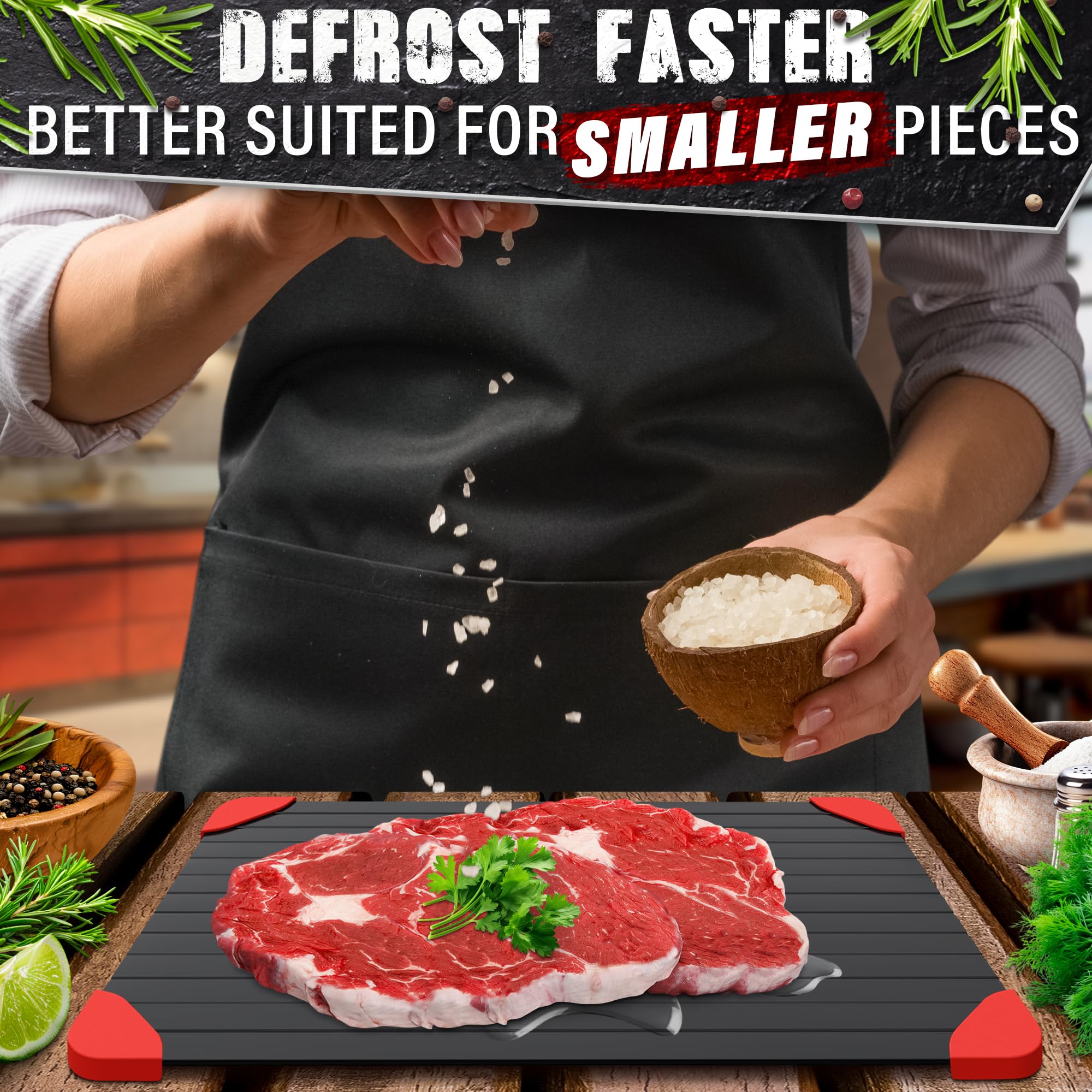 The Little Green Change defrost tray compact storage fits in any kitchen drawer.