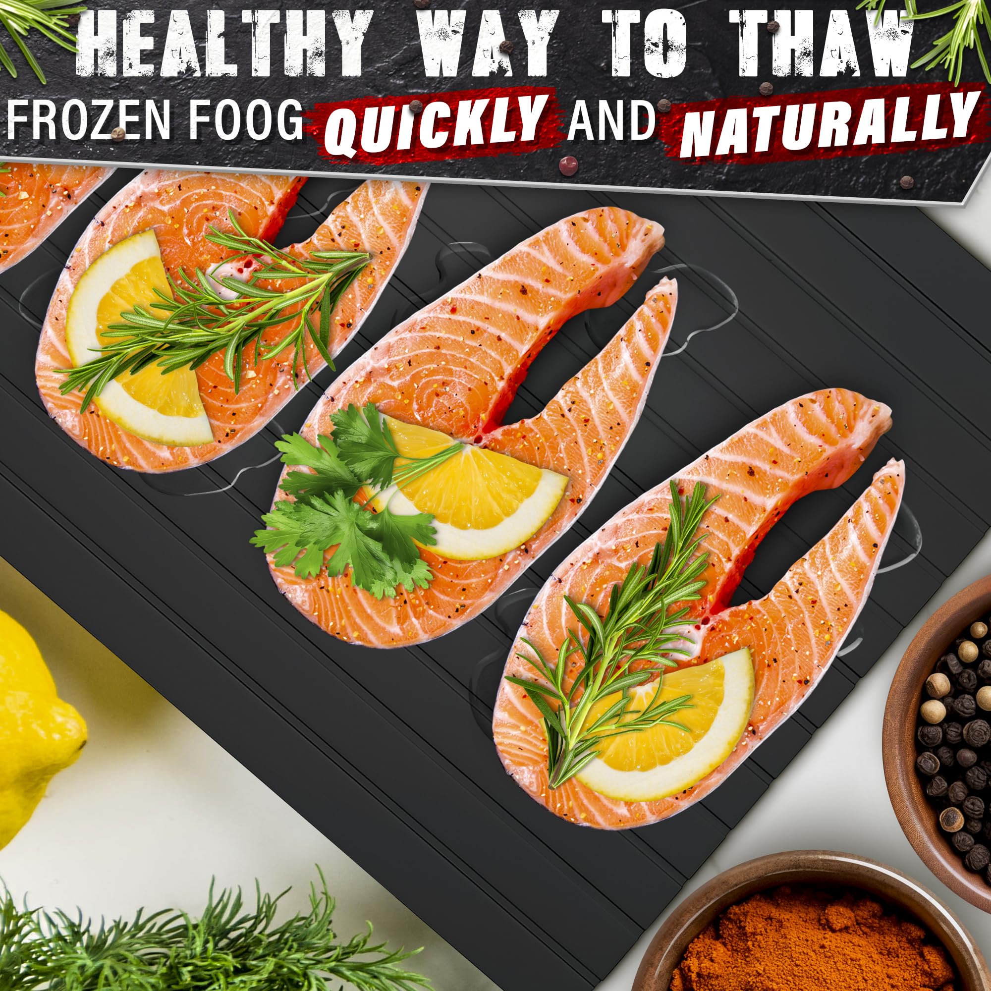 The Little Green Change defrosting tray thawing vegetables quickly and evenly