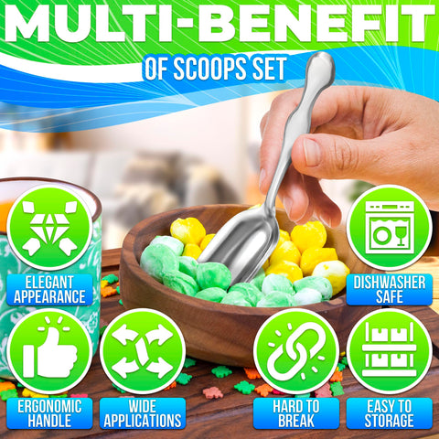 The Little Green Change small food scoops, dishwasher-safe convenience for kitchen jars.