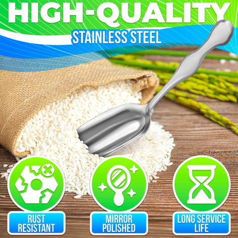 The Little Green Change stainless scoop set, space-saving design for candy and snacks.