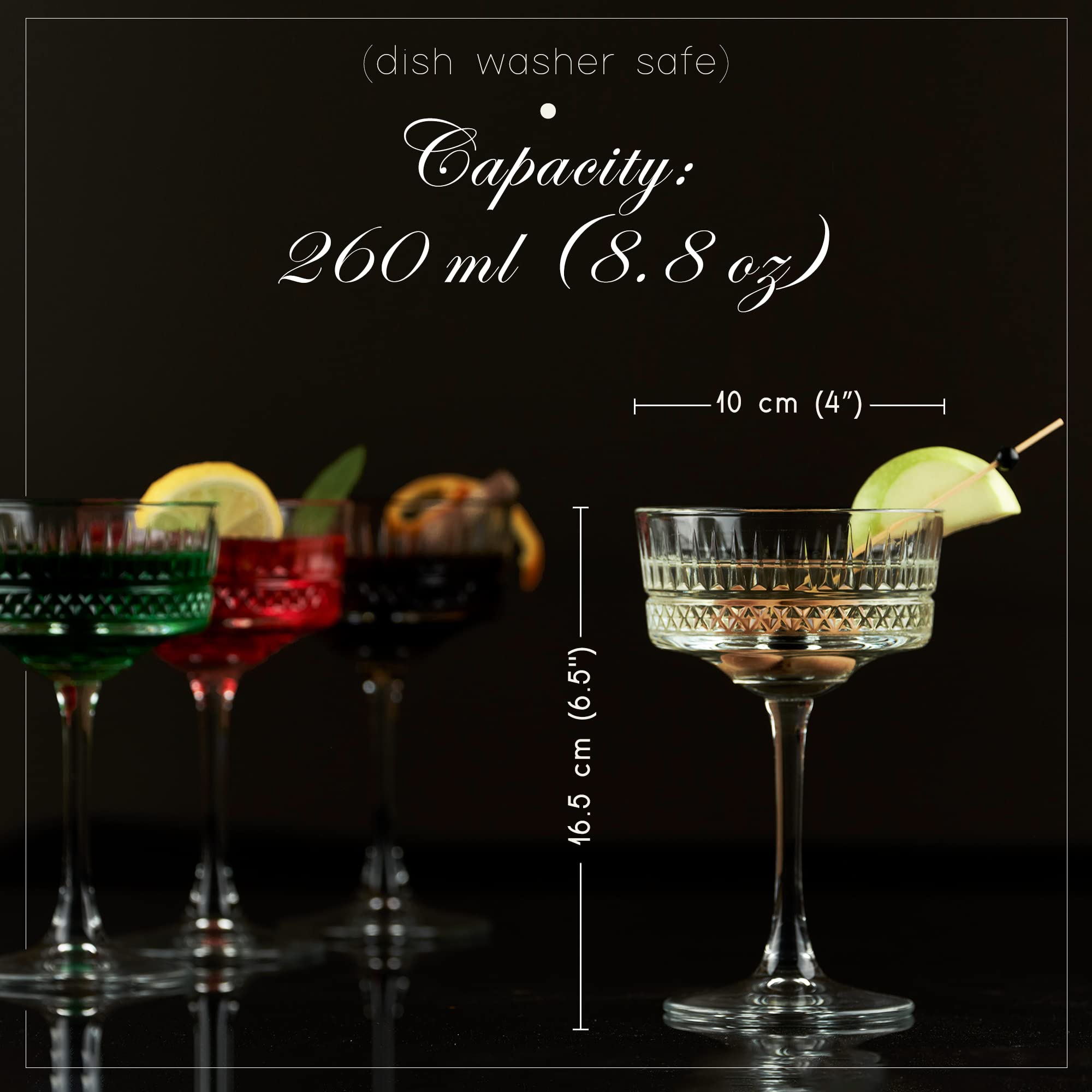 The Mask El Turko dishwasher safe coupe glasses for quick cleanup
