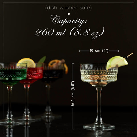 The Mask El Turko dishwasher safe coupe glasses for quick cleanup