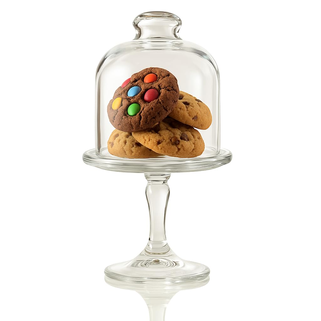 The Mask El Turko mini glass cake stand with dome cover for dust free dessert display