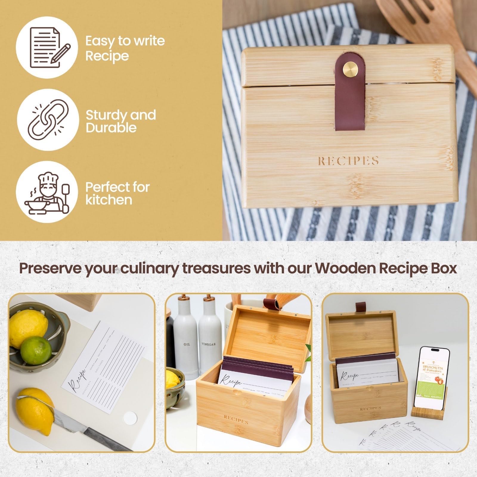 Magnetic lid closure on The Modern Ramona box keeps cards secure