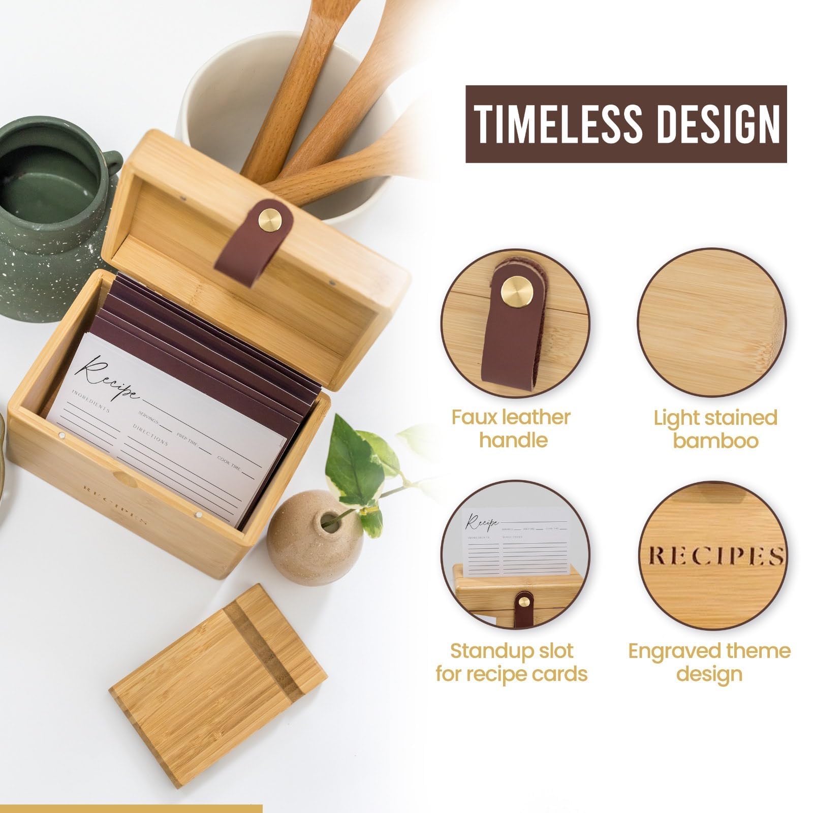 Side view of The Modern Ramona bamboo box on a counter
