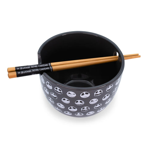 Nightmare Before Christmas bowl with built-in chopstick rest enhances dine-in convenience.