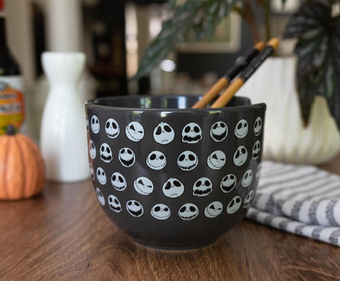 Nightmare Before Christmas wooden chopsticks included for easy, reusable dining.