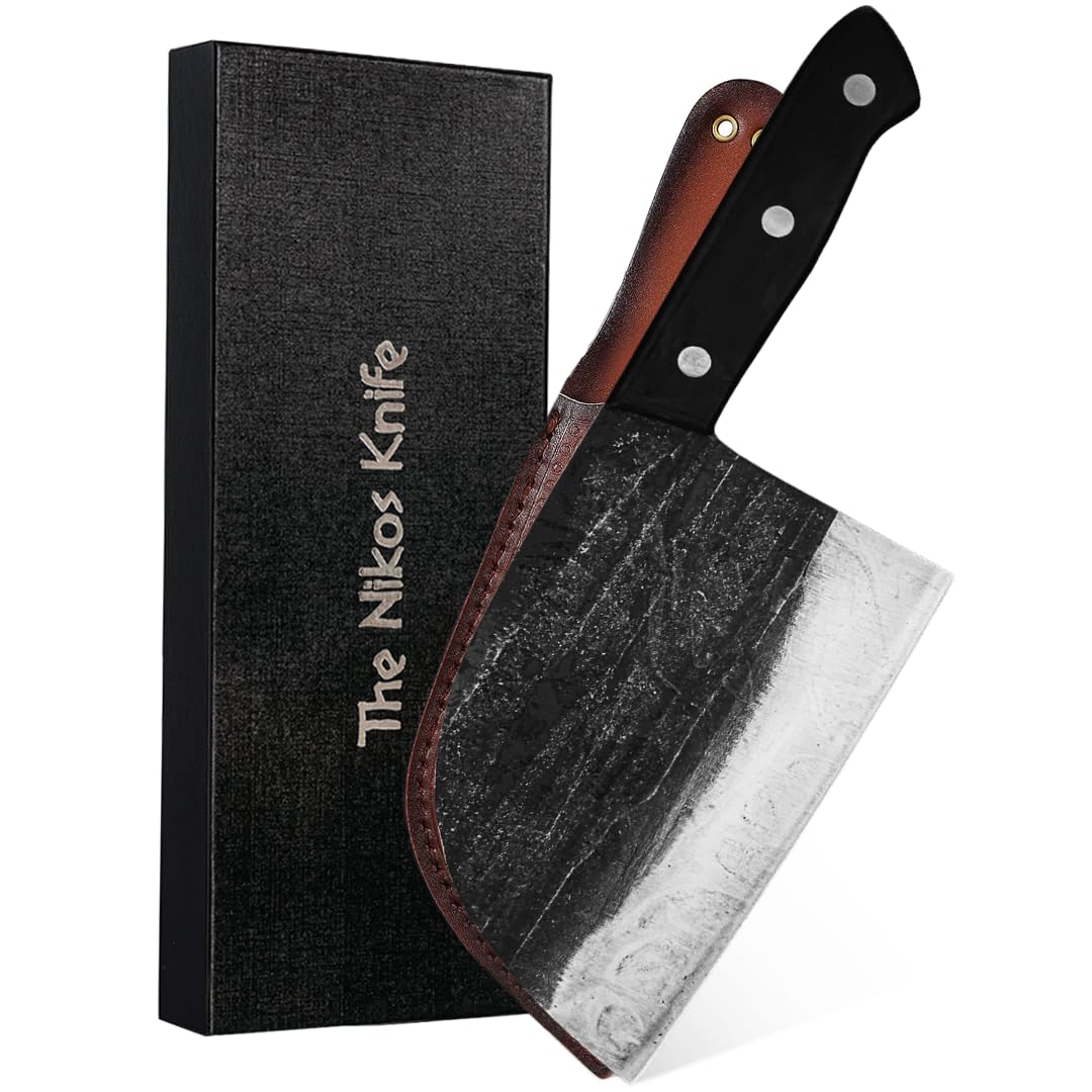 The Nikos Knife Serbian Chef Knife 6.7 inch blade close-up for precise slicing.