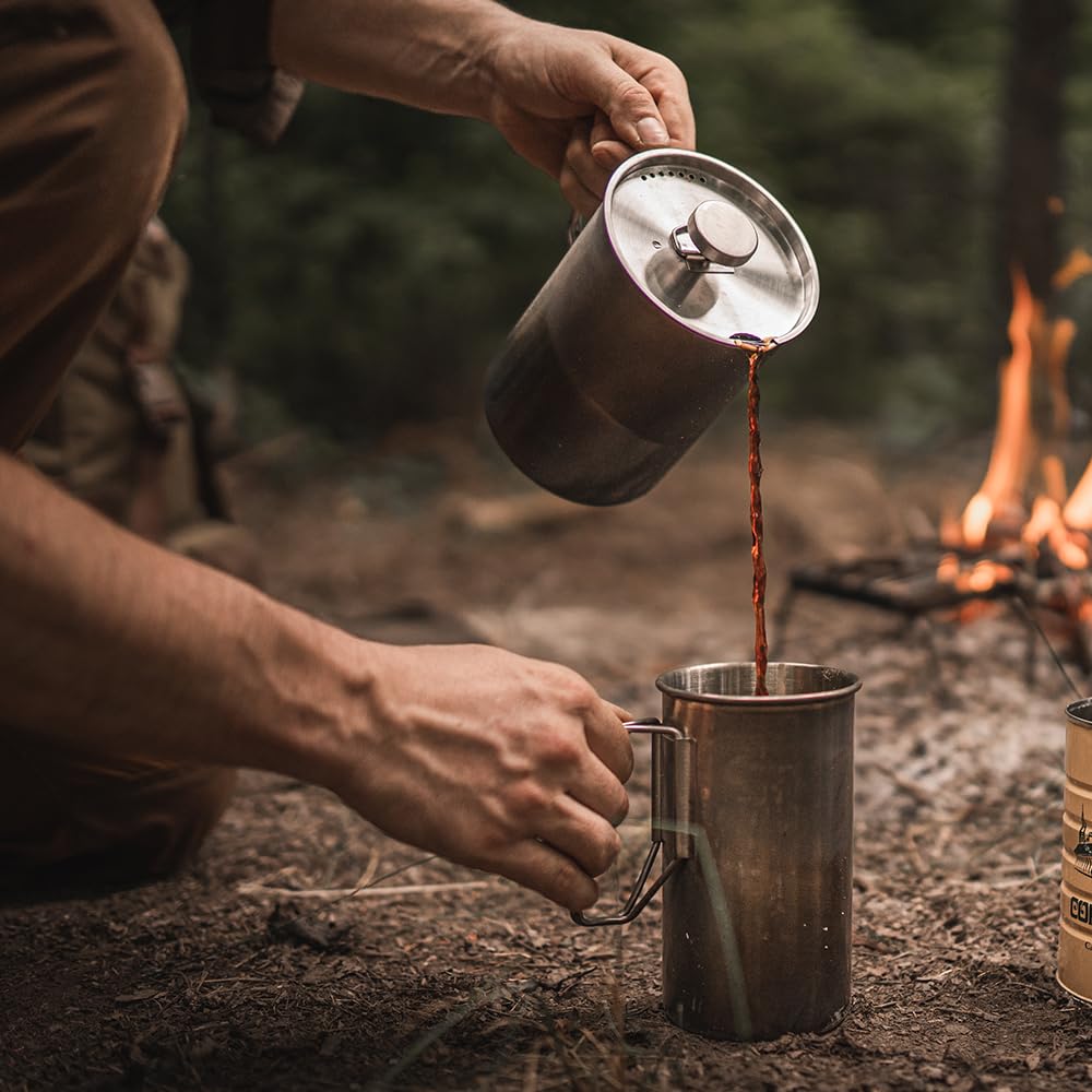 The Pathfinder School camping-ready setup: quick brew for outdoor adventures.