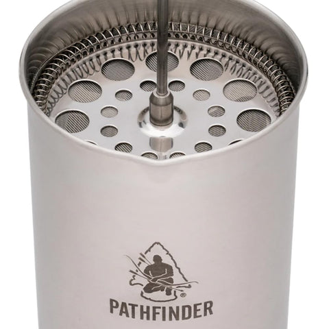 The Pathfinder School capacity: holds up to 48 oz for group coffee.