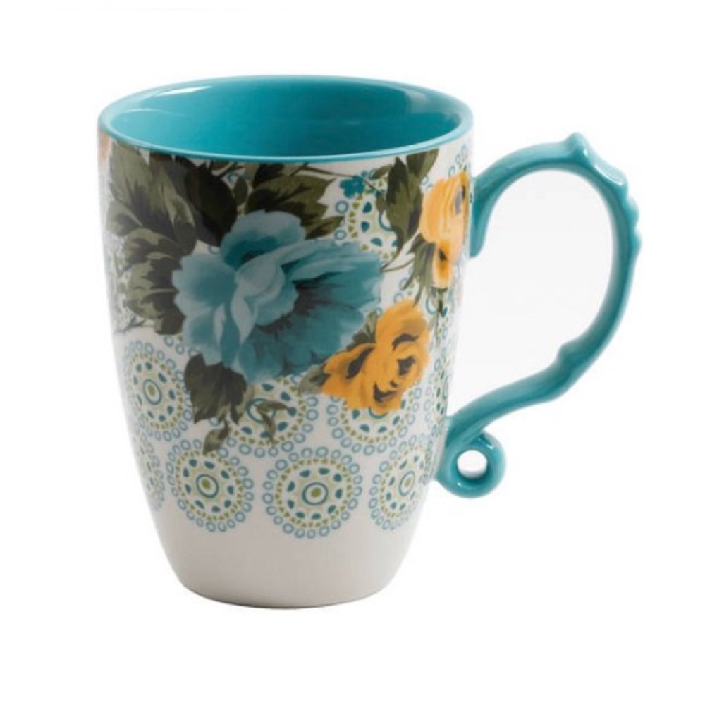 The Pioneer Woman Rose Shadow 24oz mug, front view, ideal for cozy coffee moments.