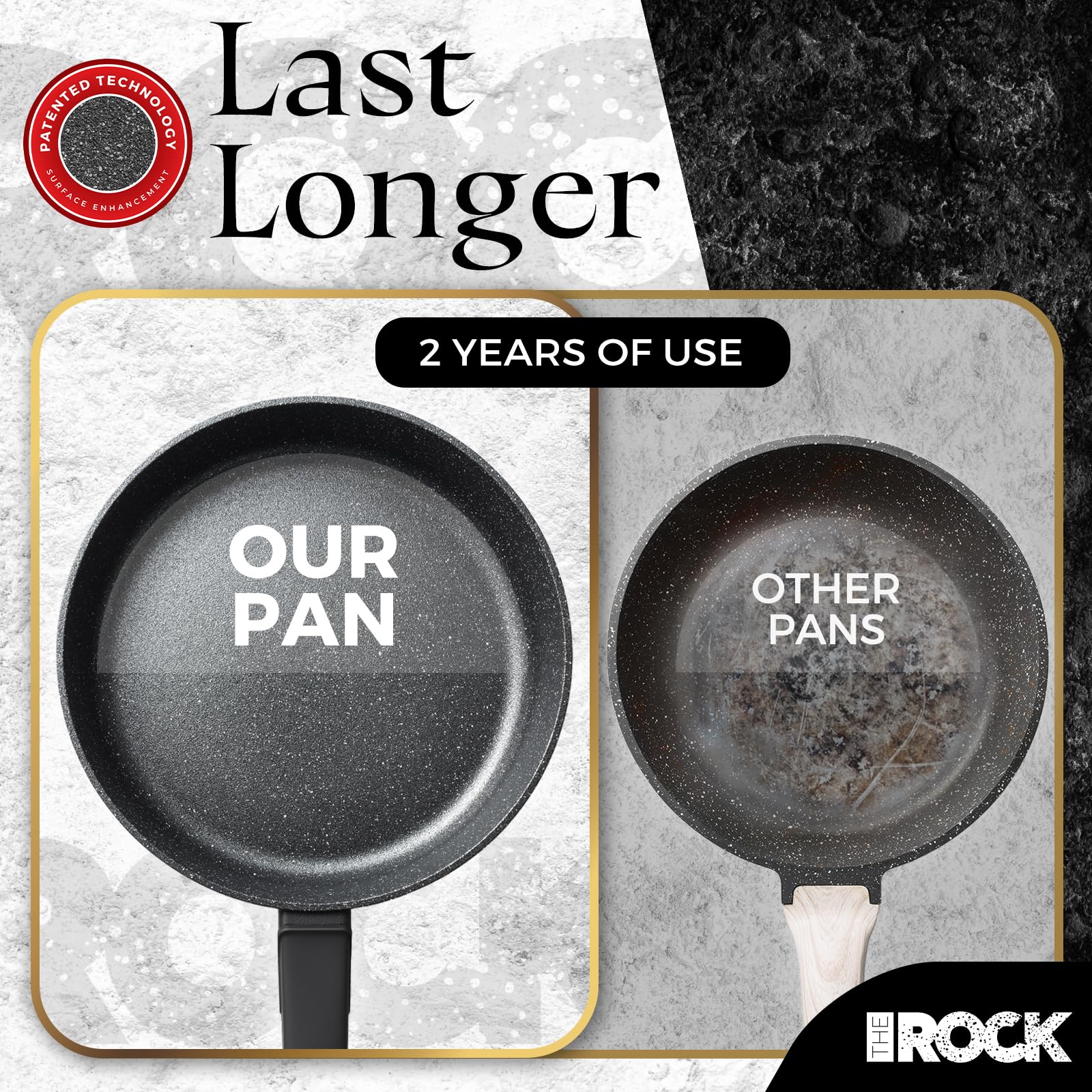The Rock Soho coating close-up reveals a smooth nonstick surface for easy release.