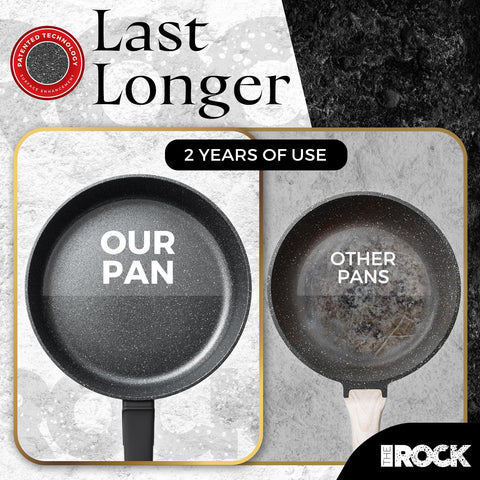 The Rock Soho deep fry pan 11inch with lid ready for family-size frying.