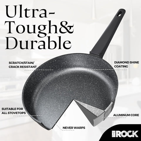 The Rock Soho 5.4Qt stockpot with lid ideal for soups and stews.