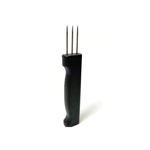 The Sausage Maker sausage pricker tool with 3 prongs for even air-pocket release.