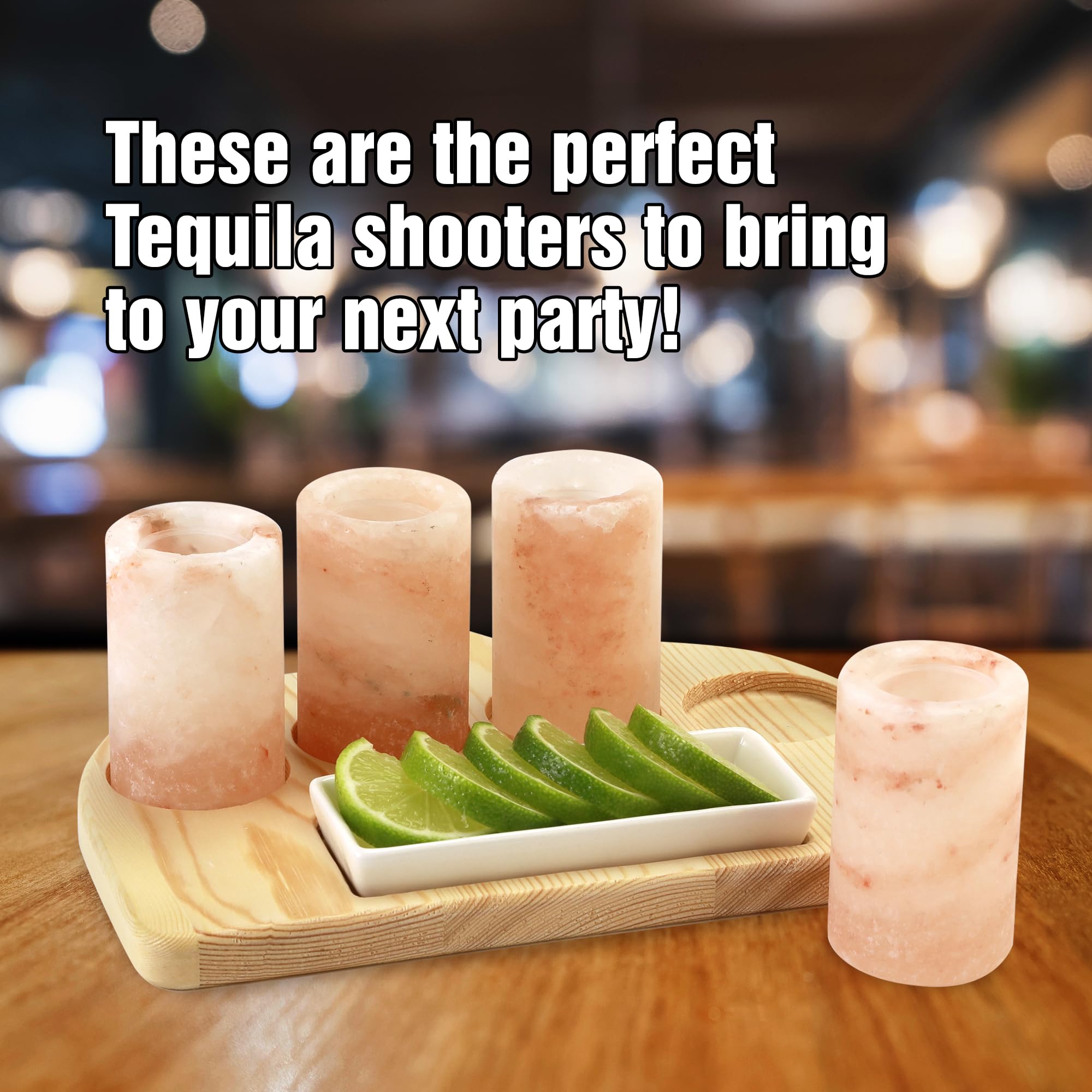 The Spice Lab pink salt shot glasses are freezer-ready for chilled tequila.