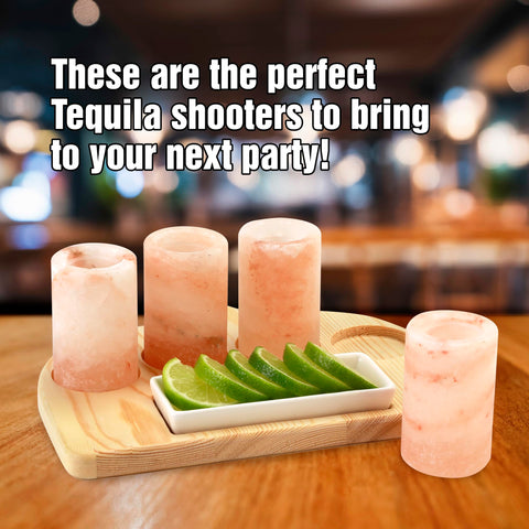 The Spice Lab pink salt shot glasses are freezer-ready for chilled tequila.