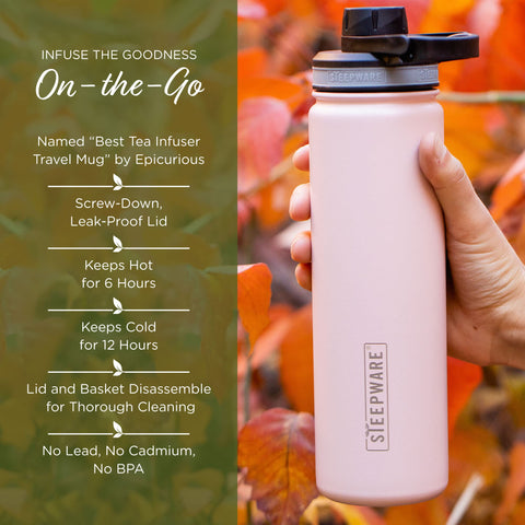 The Tea Spot Steepware ultra-fine infuser enables flavorful brews without loose particles.