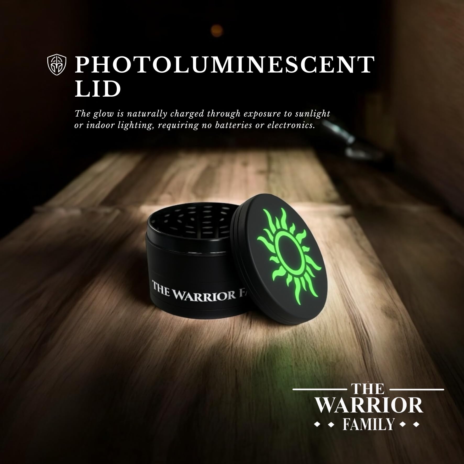 Magnetic lid and ergonomic grip of The Warrior Family grinder