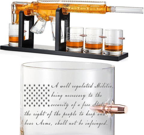 The Wine Savant AR15 decanter shows 1000 ml capacity for elegant pours.