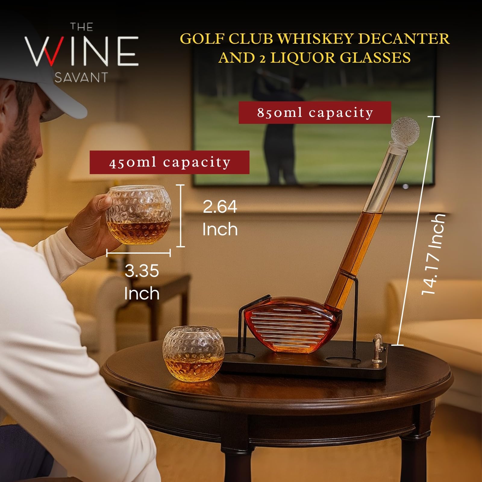 The Wine Savant golf ball glasses set with two cups for stylish tasting