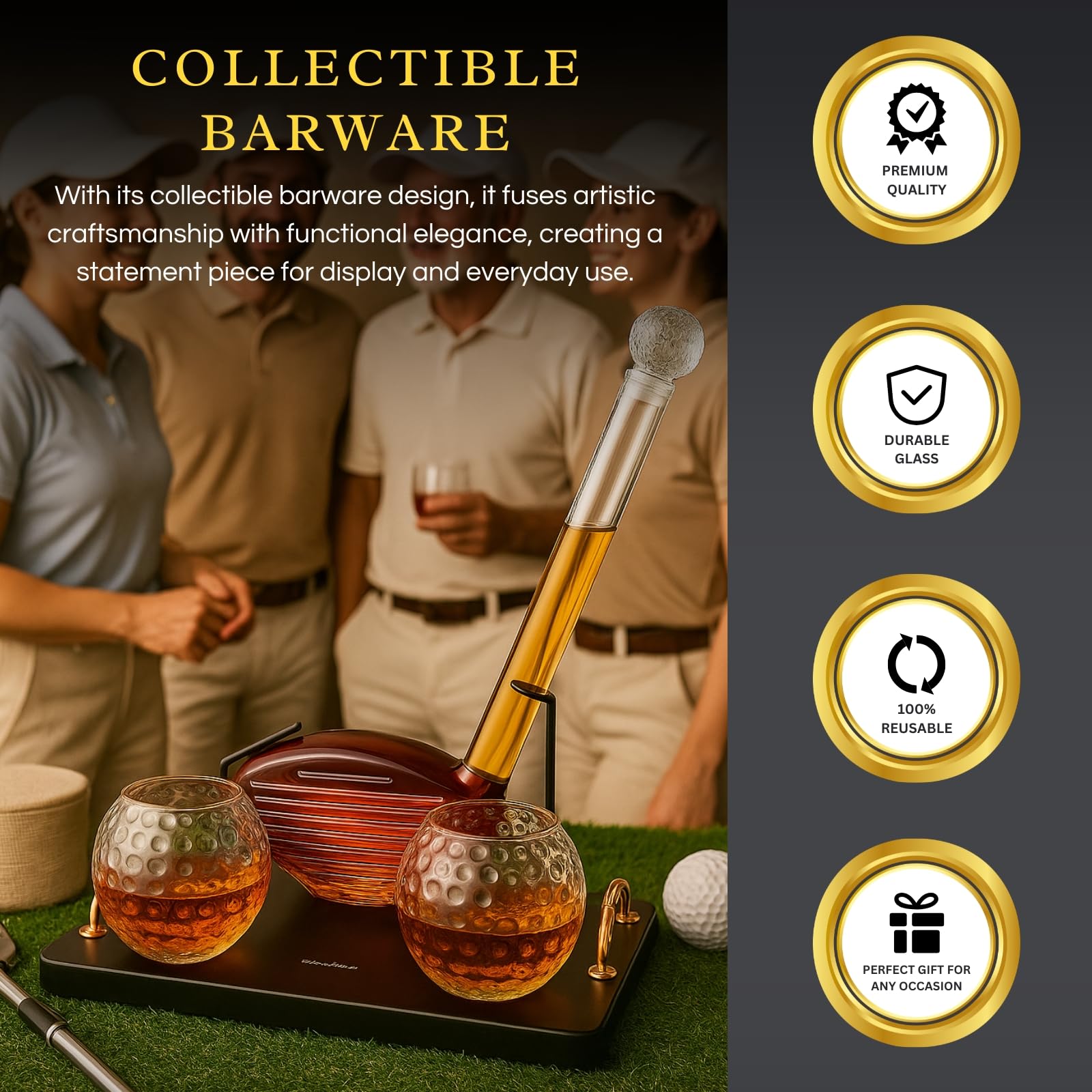 The Wine Savant golf club decanter 28oz ready for generous pours