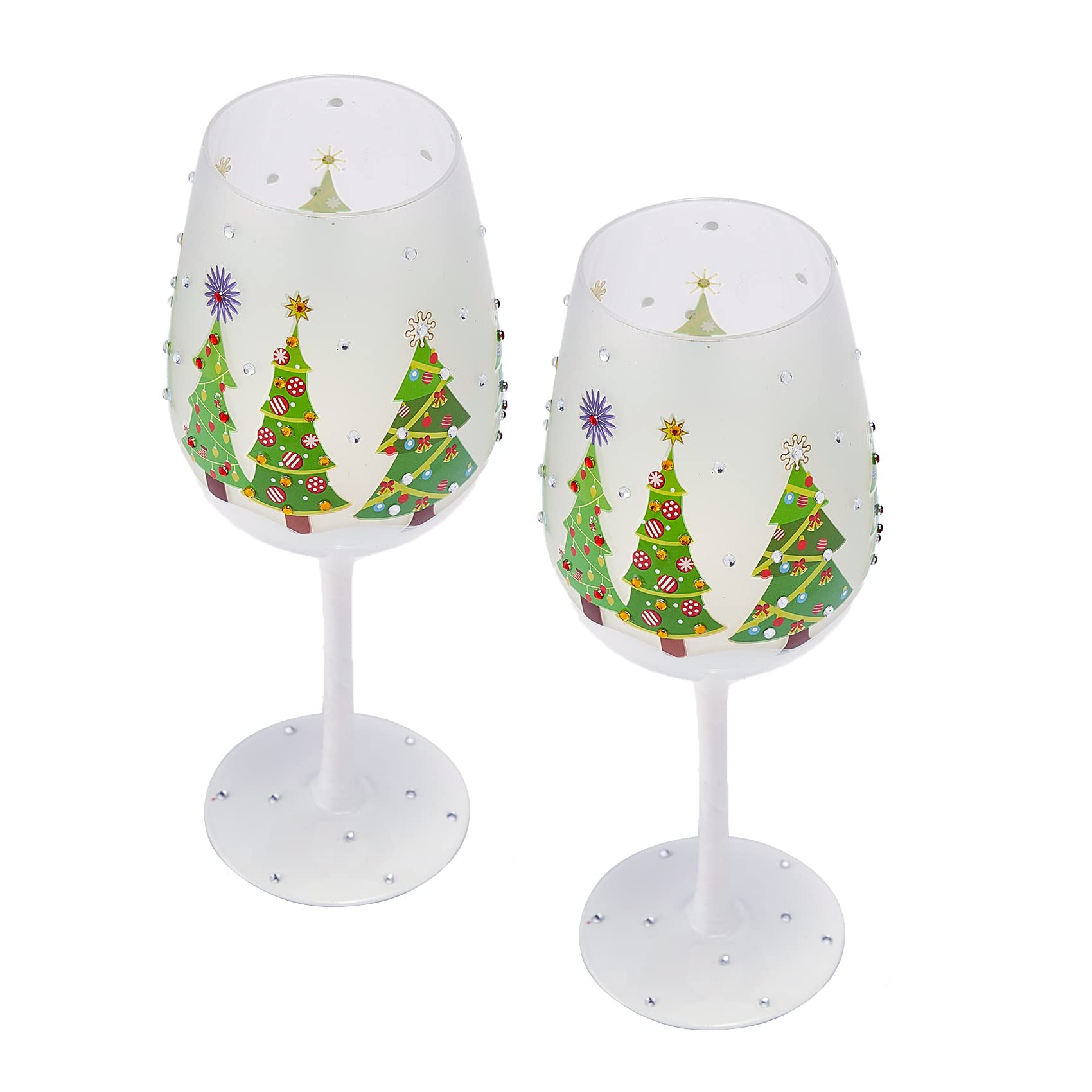 The Wine Savant ornate Christmas-tree glass collection enhances festive table styling.