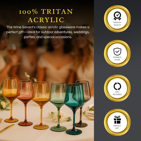 The Wine Savant unbreakable Tritan construction prevents breakage during outdoor gatherings and poolside events.