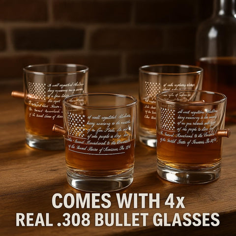 The Wine Savant second amendment glasses provide a bold whiskey experience.