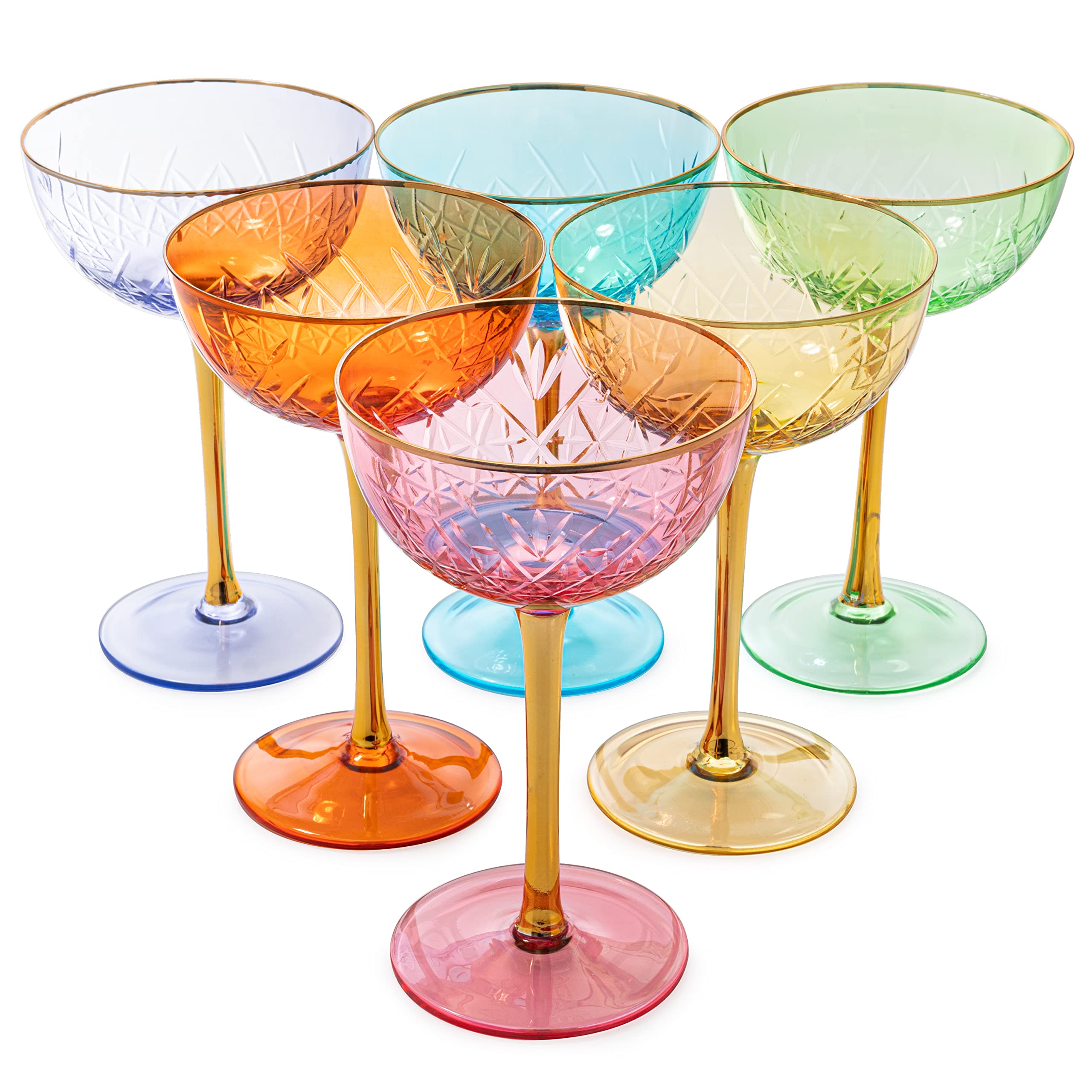 The Wine Savant blue vintage art deco coupe glass, elegant dinner ambiance