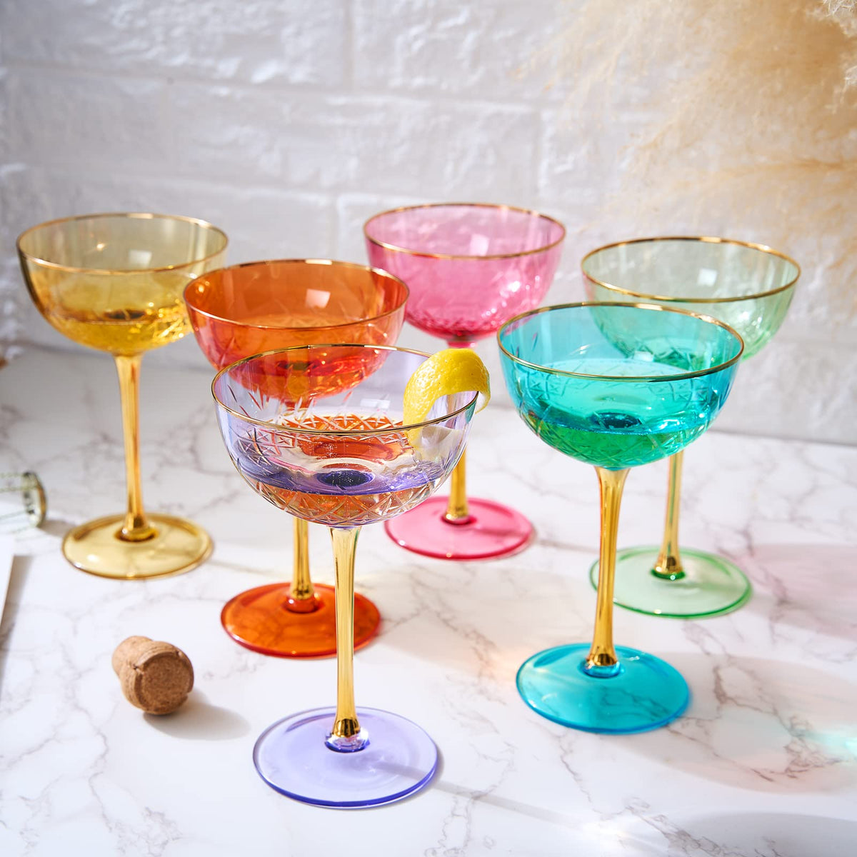 The Wine Savant pink vintage art deco coupe glass, 7 oz, ideal for celebrations