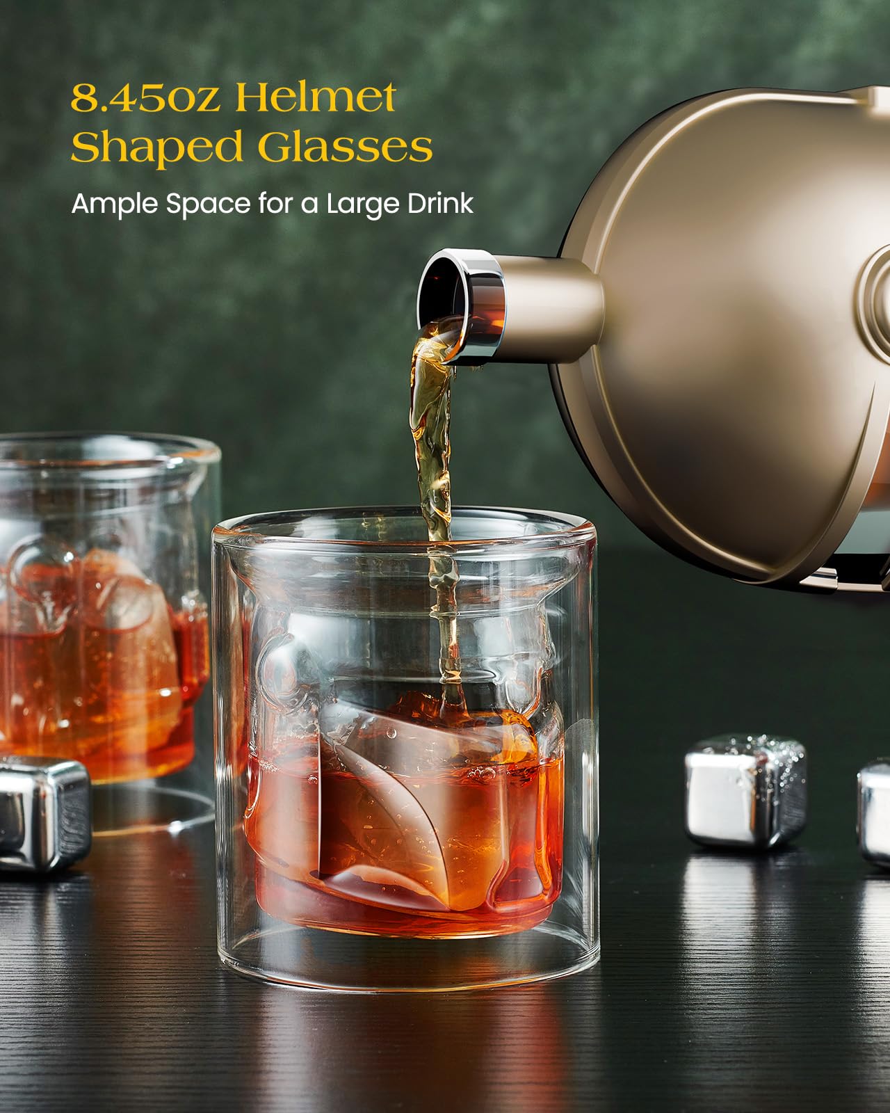The Wine Things Galaxy decanter set on display enhances shelf aesthetics.