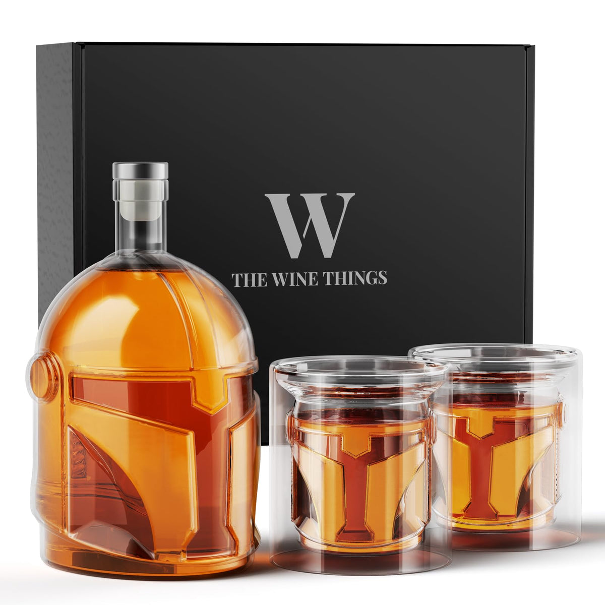The Wine Things galaxy whiskey decanter set as a striking home bar centerpiece for entertaining.
